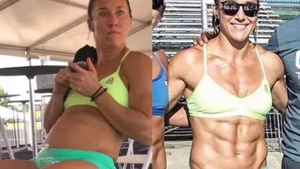 Sie ist Crossfit-Profi. Doch zwischen diesen beiden Fotos liegen nur 15 Minuten!