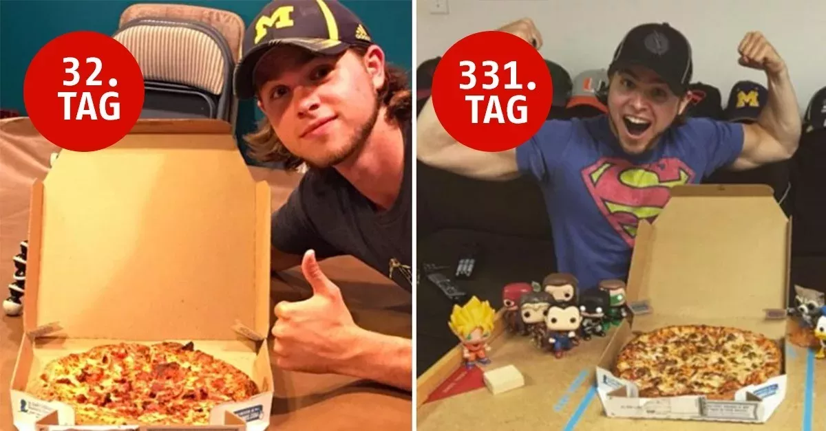 Er isst ein Jahr lang jeden Tag Pizza: Das Auswirkungen auf seinen Körper sind beeindruckend