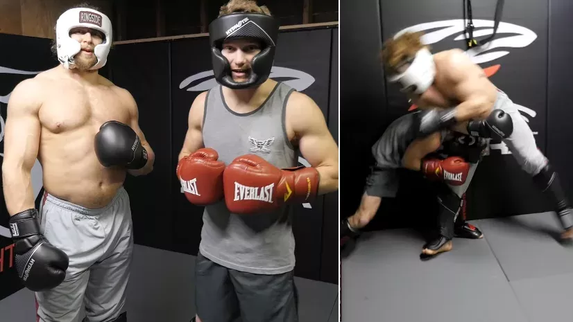 Ein MMA-Profi und ein Bodybuilder messen ihre Kräfte