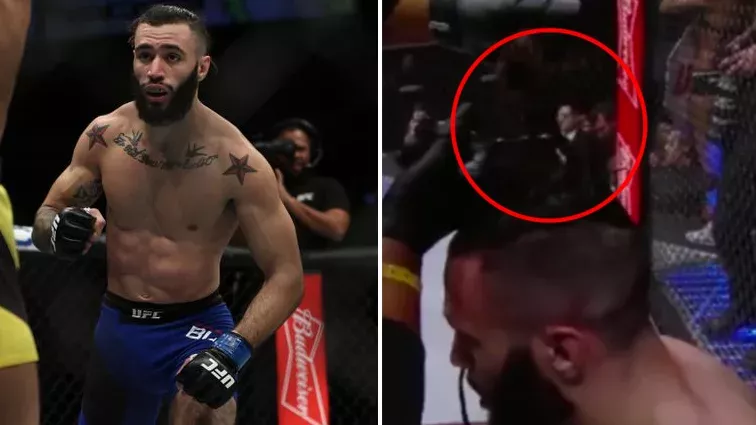 Shane Burgos lässt sich im Oktagon die Haare schneiden