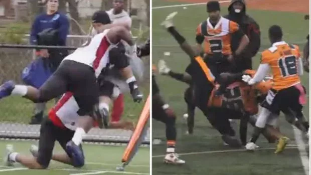 Diese Football-Variante wird ohne Schutzausrüstung gespielt und ist ziemlich gefährlich