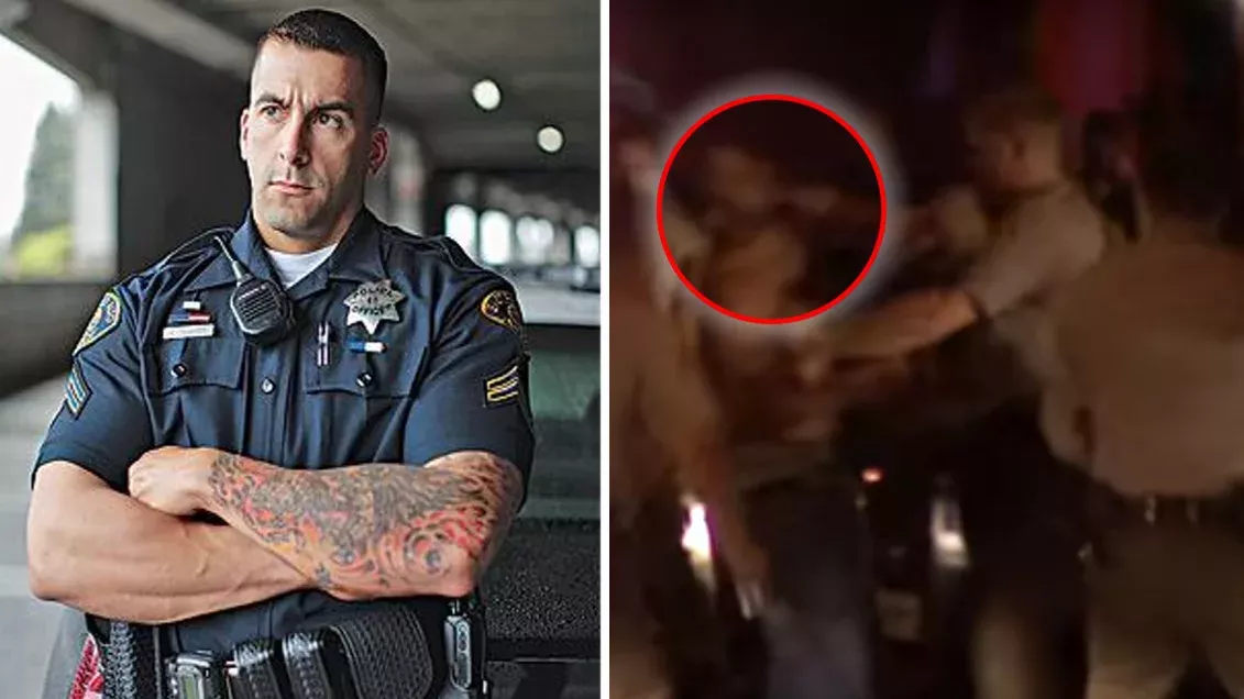 Ein Polizist aus Kalifornien haut einen aggressiven Junkie um!