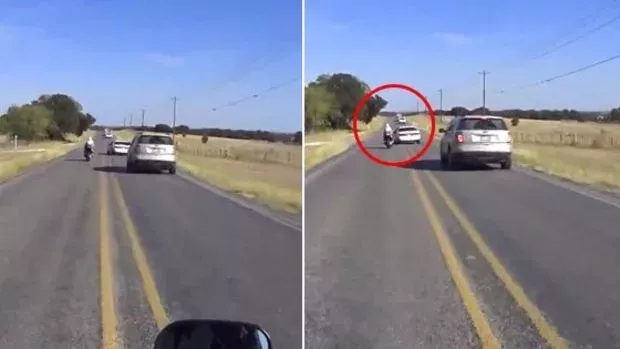 Er rammt absichtlich einen ihn überholenden Motorradfahrer mit seinem Auto