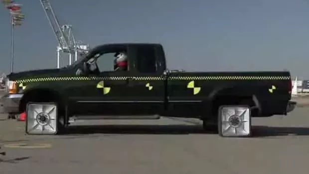 Kann ein Auto mit viereckigen Reifen fahren?