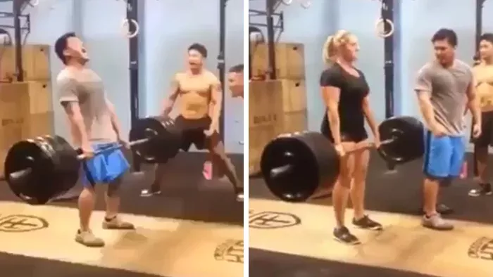 Er lässt sich in der Trainingshalle von einem Mädchen demütigen