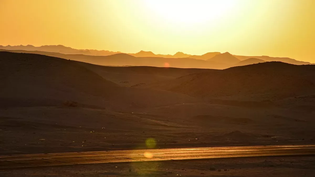 le coucher du soleil, désert, chaleur, épicé, été, égypte, sun, sable, jaune, chaud, nature, réflexion