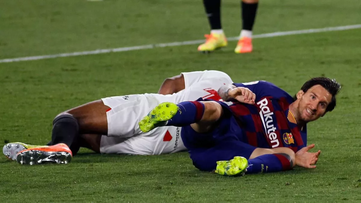 Lionel Messi in Aktion bei einem Spiel zwischen dem Sevilla FC und dem FC Barcelona