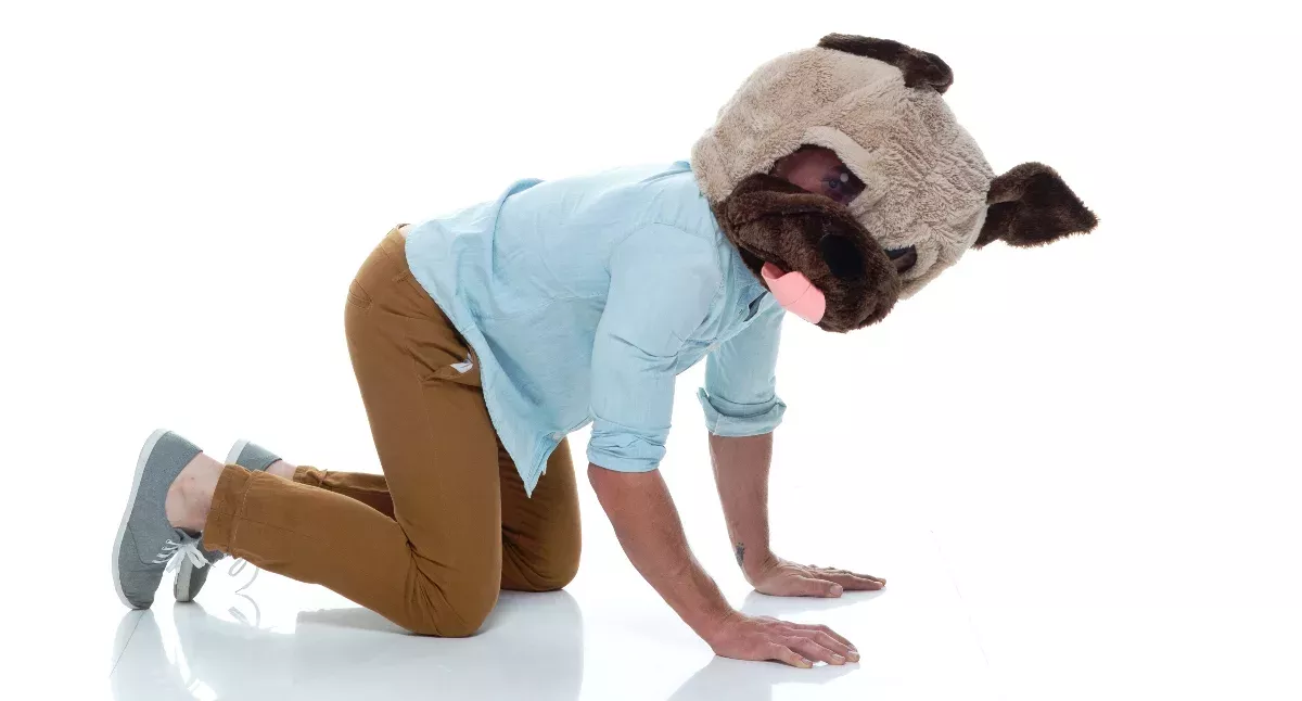 Symbolbild: Mann verkleidet sich als Hund
