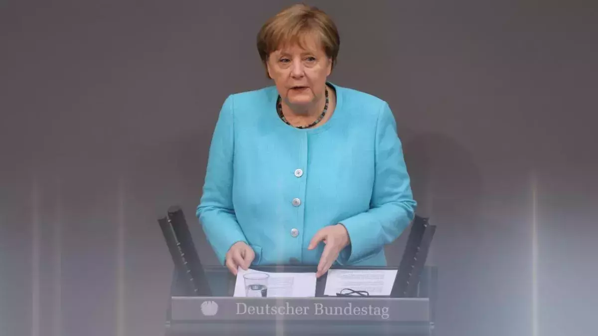 Dr. Angela Merkel bei ihrer letzten Regierungserklärung im Bundestag am 24. Juni 2021 in Berlin