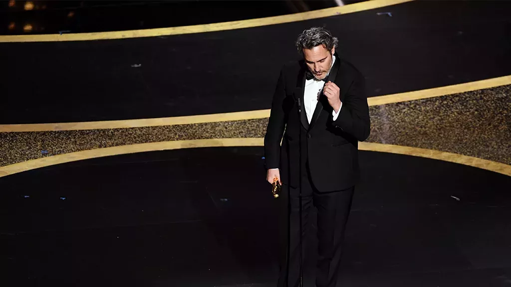 Joaquin Phoenix bei seiner emotionalen Rede.