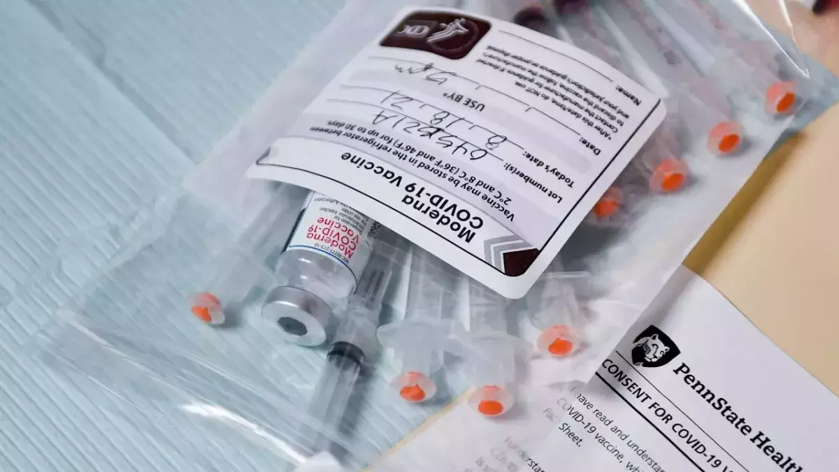 Syringes and a vial of Moderna COVID-19 vaccine during a COVID-19 vaccine clinic held at the Penn State Health St. Joseph Downtown Campus in Reading on August 18, 2021