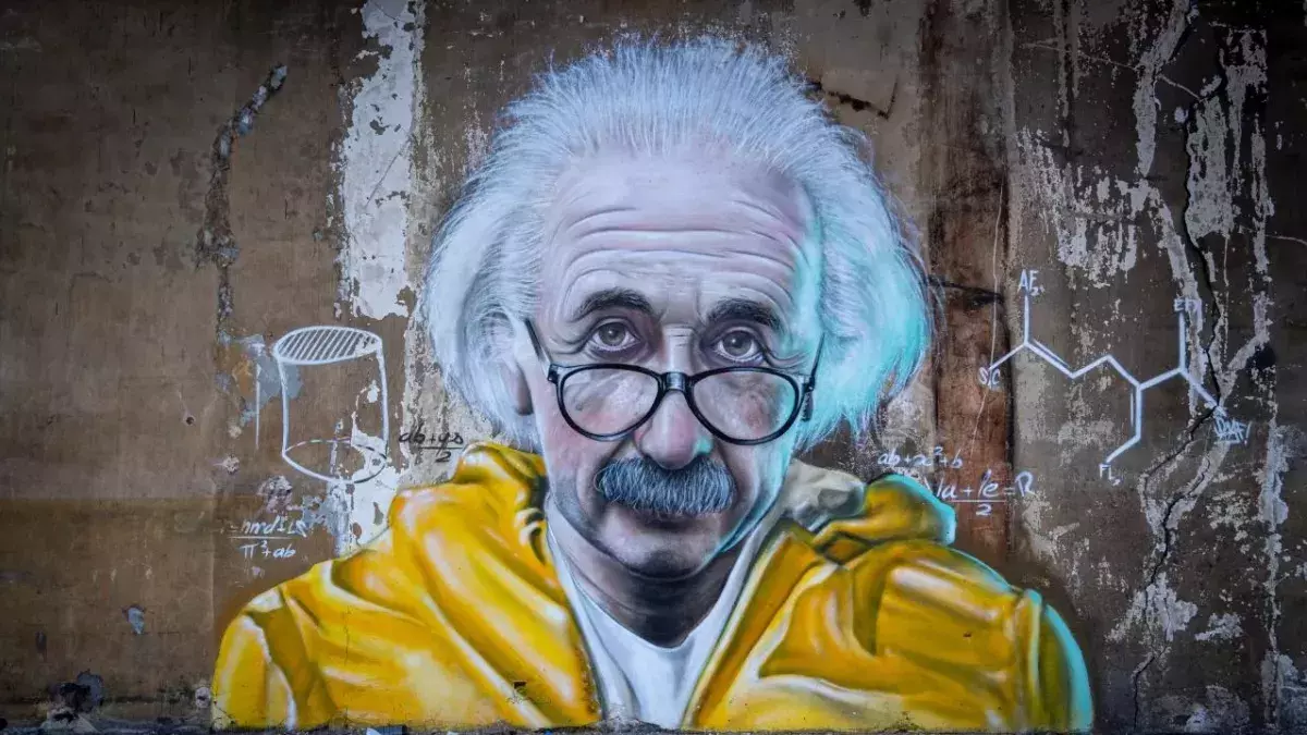 Ein Street-Art-Portrait von Albert Einstein