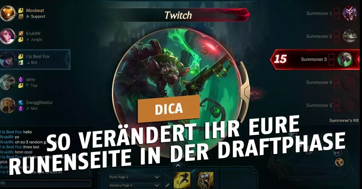 League of Legends: So verändert ihr eure Runenseite in der Draftphase