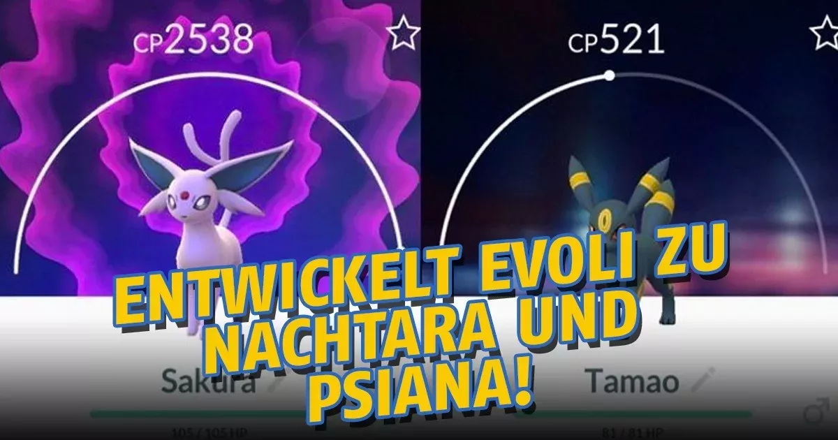 So entwickelt ihr Evoli zu Nachtara und Psiana