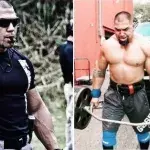 Tony Sentmanat setzt noch einen auf seine bisherigen Workouts drauf! Er zieht einen Pickup und hebt dabei eine Gewichtstange!