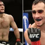 Khabib Nurmagomedov und Tony Ferguson greifen sich vor ihrem Kampf bei der UFC 209 an