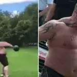 Eddie Hall wirft mit einer verunsichernden Leichtigkeit riesige Kettle Balls über eine Stange
