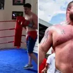 Der Strongman Eddie Hall tritt im Ring gegen einen Profiboxer an