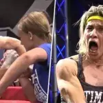 Diese Frau wird bei einer Armdrück-Meisterschaft hyterisch