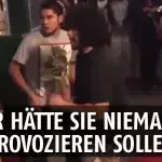 Ein Provokateur kriegt eine heftige Überraschung ab