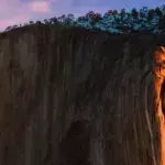 Ein Wasserfall verwandelt sich im Yosemite Park in einen "Feuerfall"