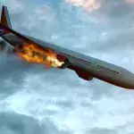 Ein Flugzeug in Flammen überquert den Himmel über Honolulu (Symbolbild)