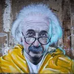 Ein Street-Art-Portrait von Albert Einstein