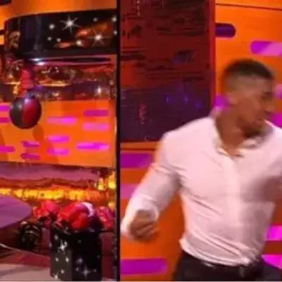 Anthony Joshua an der Punching Machine