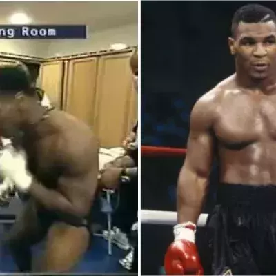 Mike Tyson in der Umkleidekabine vor dem Kampf