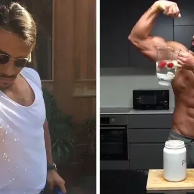 Lazar Angelov macht einen auf "Salt Bae", als er seinen Protein-Cocktail zubereitet! Einfach genial!