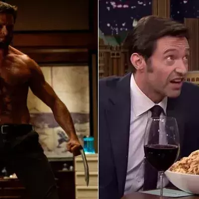 Hier seht ihr, wie Hugh Jackman das Ende seiner Spezial-Diät feiert! Einfach geil!