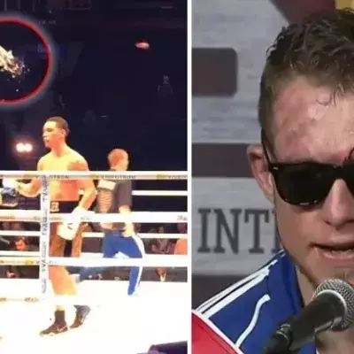 Publikum rastet aus: Boxer bekommt einen Eiskübel an den Kopf geschmissen