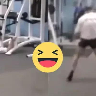 Dieser Mann macht ein vollkommen absurdes Training in einem Fitnessraum