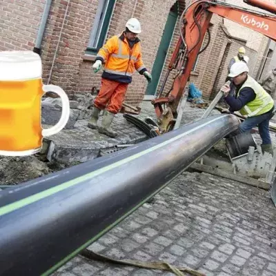 Die weltweit erste Bier-Pipeline, gebaut in Belgien