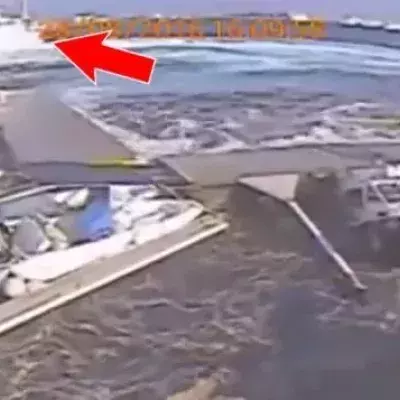 Ein riesiges Kreuzfahrtschiff verwüstet einen kleinen Yachthafen in Italien