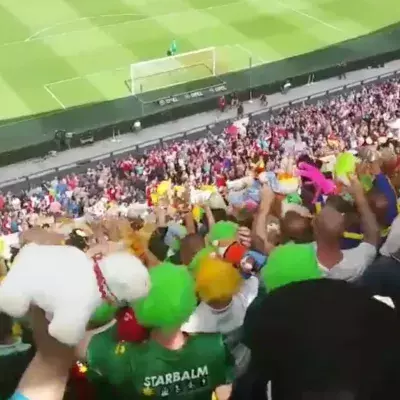 Fußball: Hunderte Plüschtiere werden auf die Zuschauerbühne für kranke Kinder geworfen