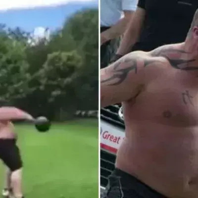 Eddie Hall wirft mit einer verunsichernden Leichtigkeit riesige Kettle Balls über eine Stange