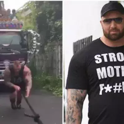 Hafthor Björnsson, der Berg aus Game of Thrones, zieht einen LKW