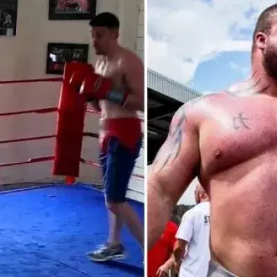 Der Strongman Eddie Hall tritt im Ring gegen einen Profiboxer an