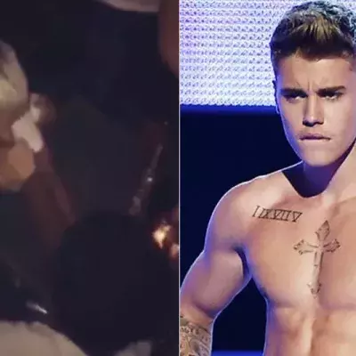 Justin Bieber wird beim Armdrücken von Joel Embiid besiegt