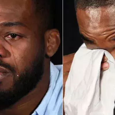 Jon Jones kann seine Tränen bei der Pressekonferenz nicht zurückhalten