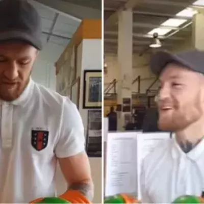 Conor McGregor bekommt Boxhandschuhe in irischen Farben geschenkt