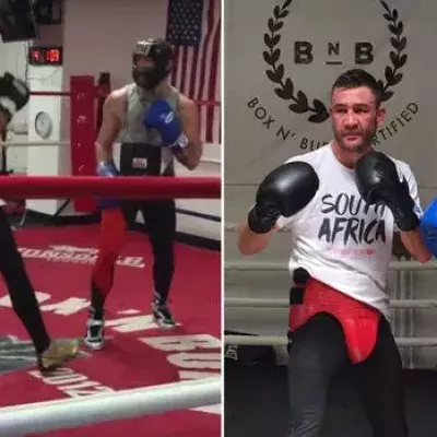 Conor McGregor trifft im Training auf den ehemaligen Boxweltmeister Chris Van Heerden