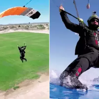 Diese Fallschirmspringer vollbringen eine geniale Landung