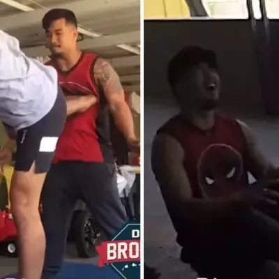 Max Holloway macht seinen Trainingspartner mit einem beeindruckenden Tritt fertig
