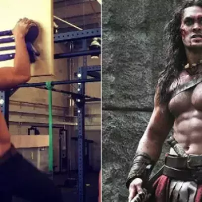 Jason Momoa, alias Khal Drogo in Game of Thrones, trainiert, um in die Haut von Aquaman Momoa schlüpfen zu können