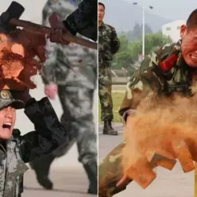 Verrücktes Training chinesischer Soldaten, bei dem sie richtig einstecken müssen