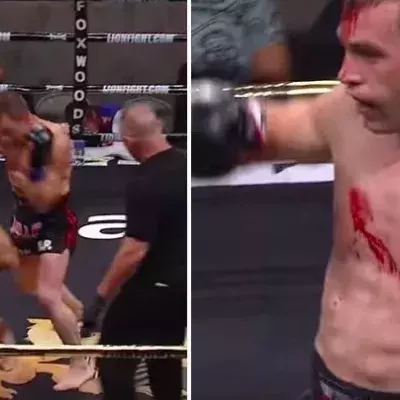 Muay Thai: Gaston Bolanos gibt seinem Gegner einen Ellenbogenstoß, der ihn so richtig aus der Bahn wirft
