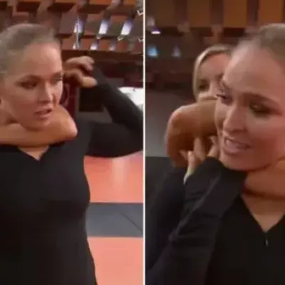 Ronda Rousey wird von einer Journalistin gewürgt.