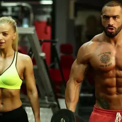 Lazar Angelov und seine Freundin Yanita Yancheva mitten im Training